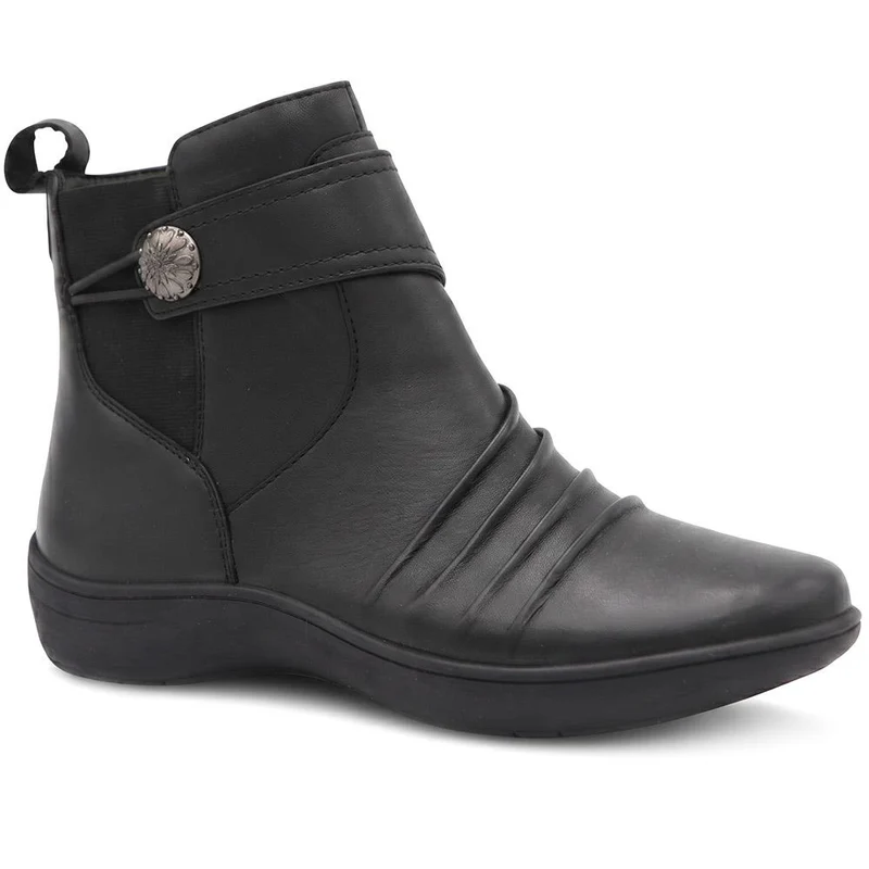 Wide Fit Leather Zip Up Ankle Boots - KF44007 / 330 050 - Black