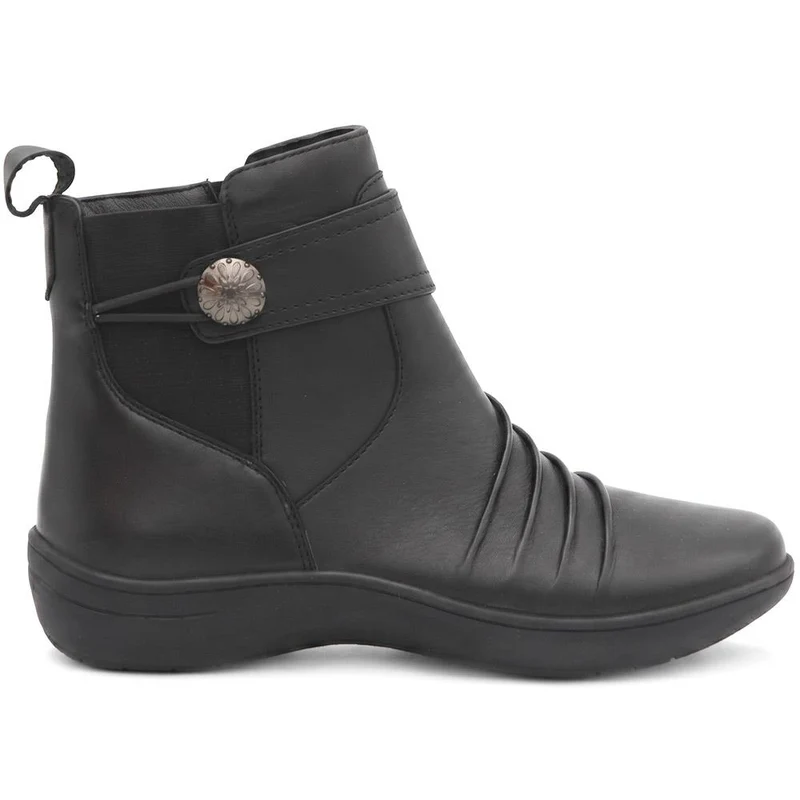 Wide Fit Leather Zip Up Ankle Boots - KF44007 / 330 050 - Black
