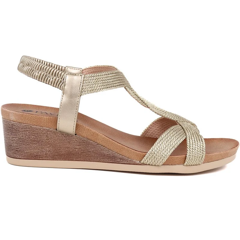 Elasticated Slip-On Sandals - BAIZH39073 / 325 103 - Gold