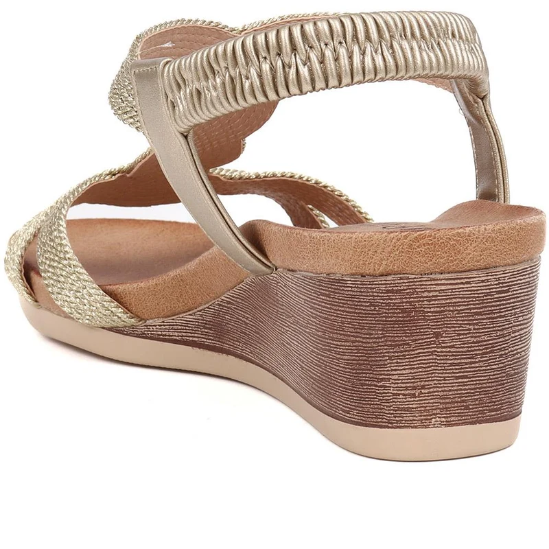 Elasticated Slip-On Sandals - BAIZH39073 / 325 103 - Gold