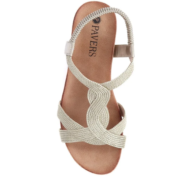 Elasticated Slip-On Sandals - BAIZH39073 / 325 103 - Gold