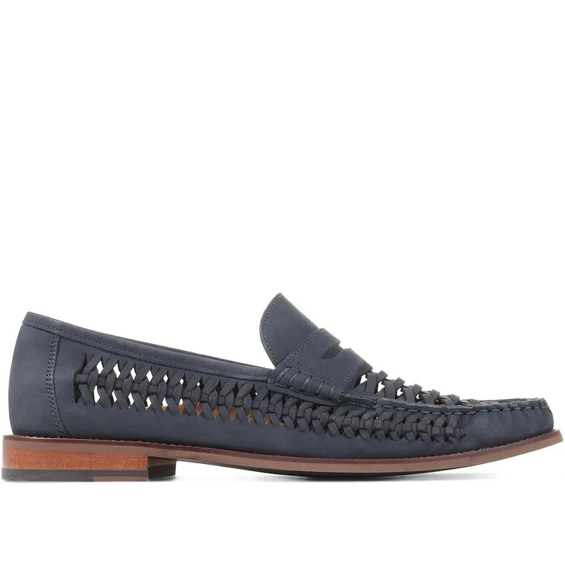Riverside Woven Leather Loafers - RIVERSIDE / 319 873 - Navy