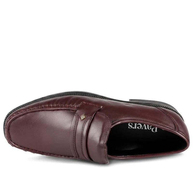 Wide Fit Smart Leather Saddle Strap Loafers - MOEN43012 / 329 585 - Burgundy