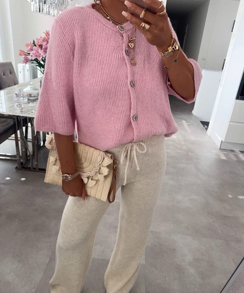 Kurzarm Strickjacke Jesse Rosa