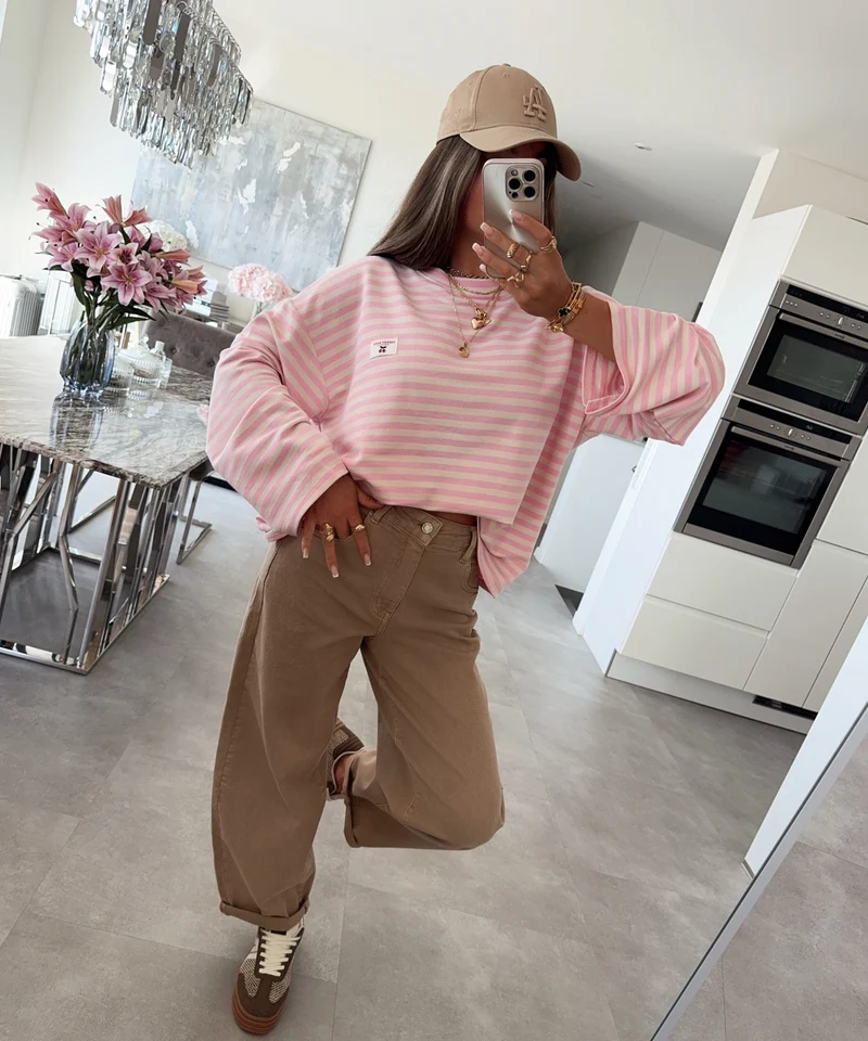 Langarmshirt Mixa Streifen Rosa