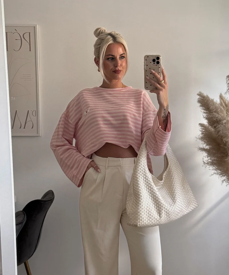 Langarmshirt Mixa Streifen Rosa