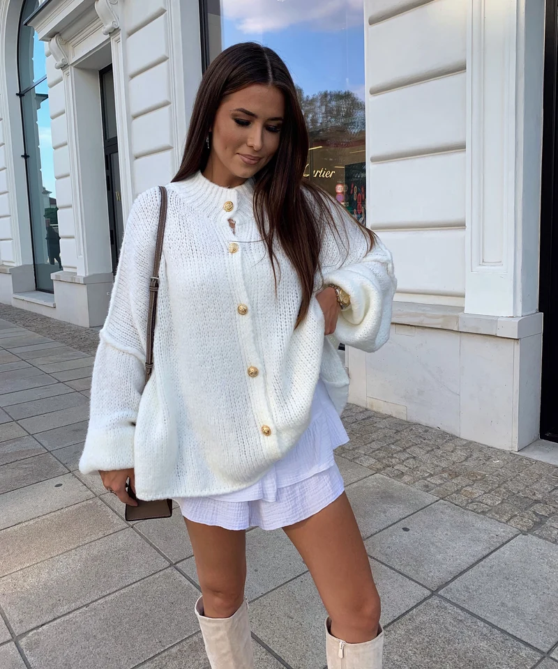 Oversize Strickjacke Jalsien Weiß