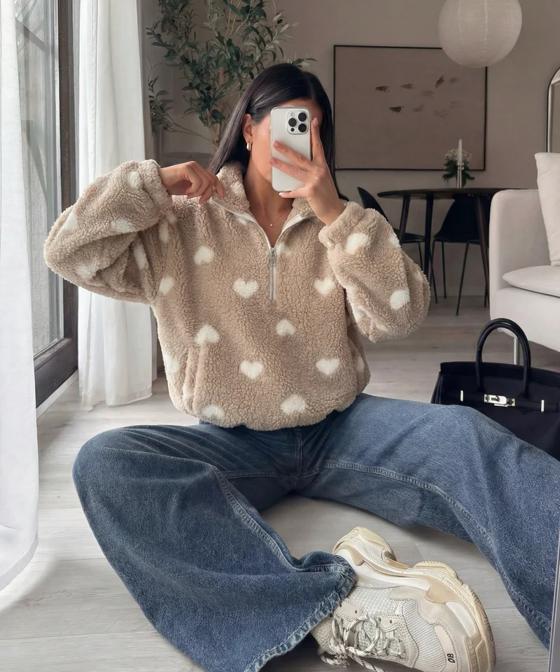 Teddyfell Zip Pullover Livia Beige Creme