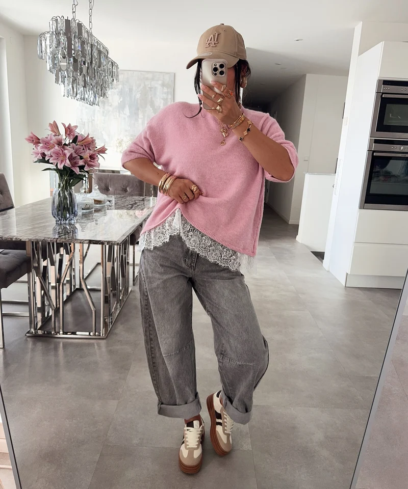 Oversize T-Shirt Midda Spitze Rosa