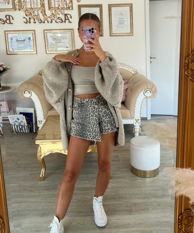 Oversize Strickjacke Jalsien Taupe