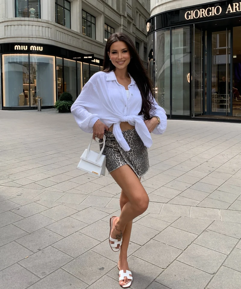 Oversize Musselin Bluse Freya Weiß Kurz