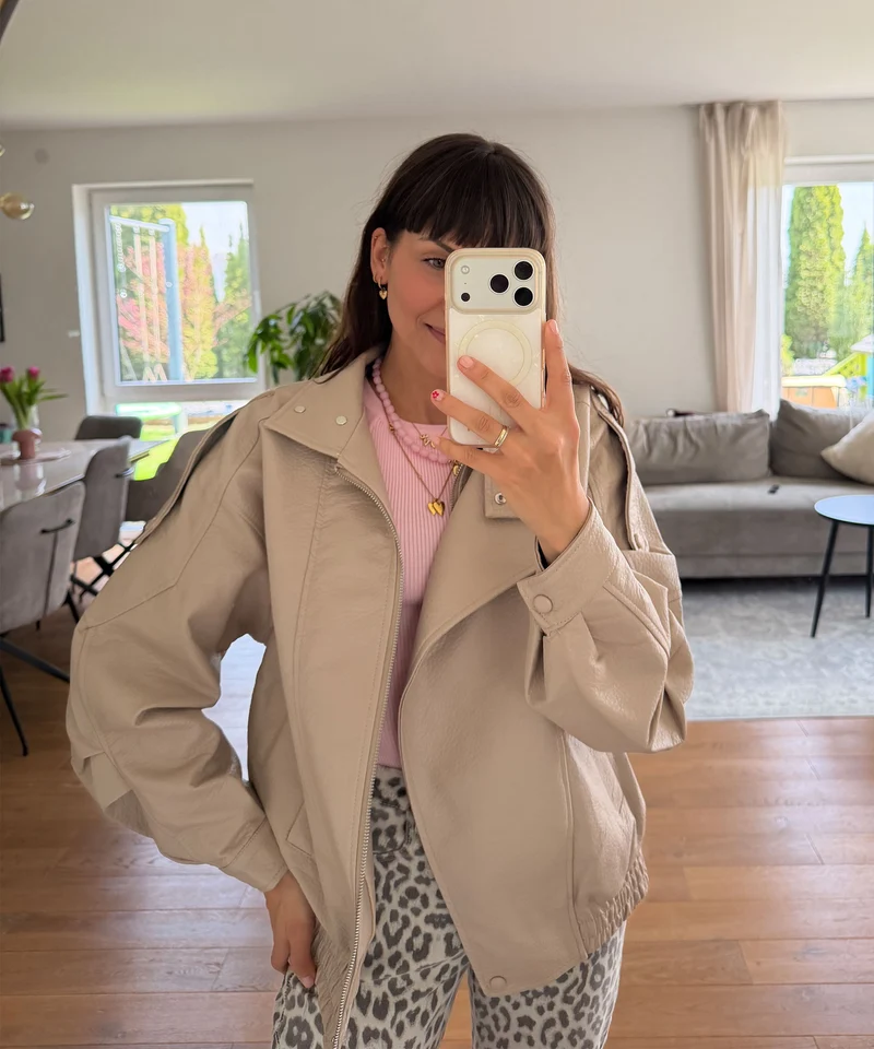 Kunstleder Jacke Rina Beige