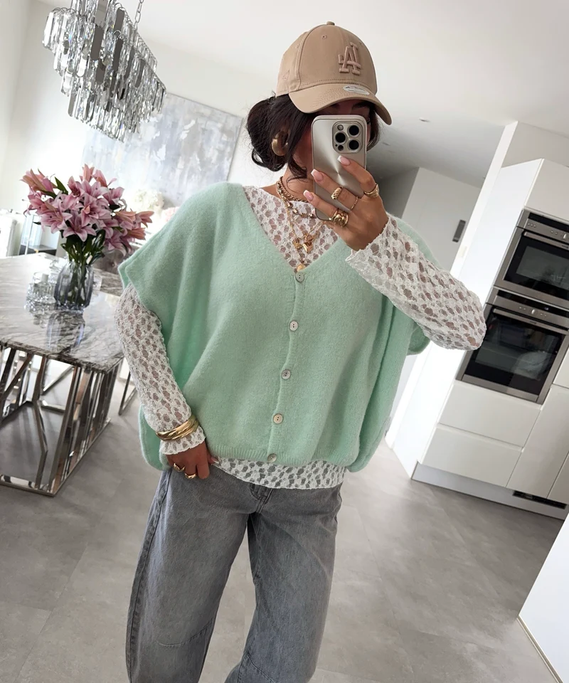 Kurzarm Cardigan Liz Mint