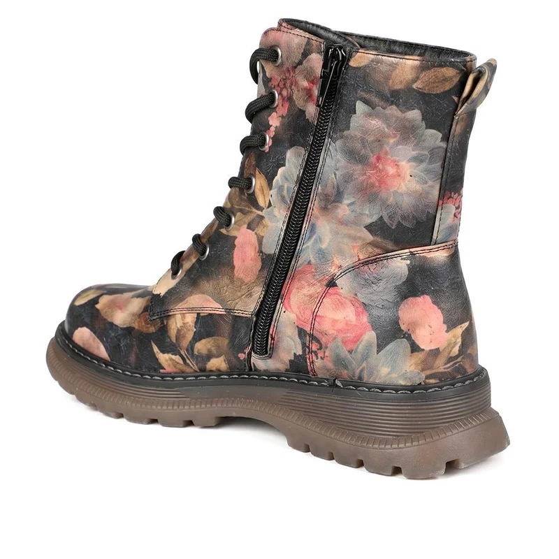 Fashionable Lace Up Ankle Boots - LECHE44007 / 329 751 - Floral