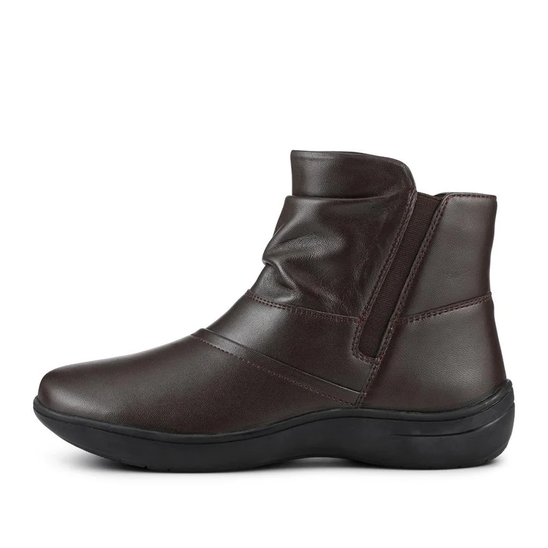 Wide Fit Leather Ankle Boots - KF42004 / 328 468 - Chocolate