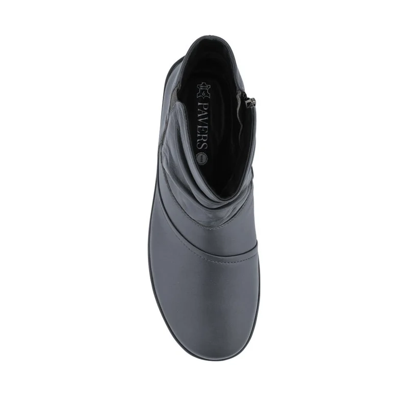 Wide Fit Leather Ankle Boots - KF42004 / 328 468 - Grey