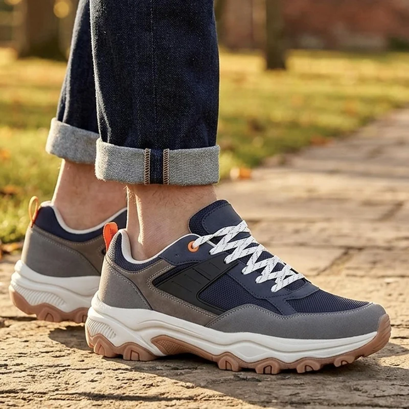 Memory Foam Lace Up Walking Trainers - SUNCH44002 / 330 291 - Navy Multi