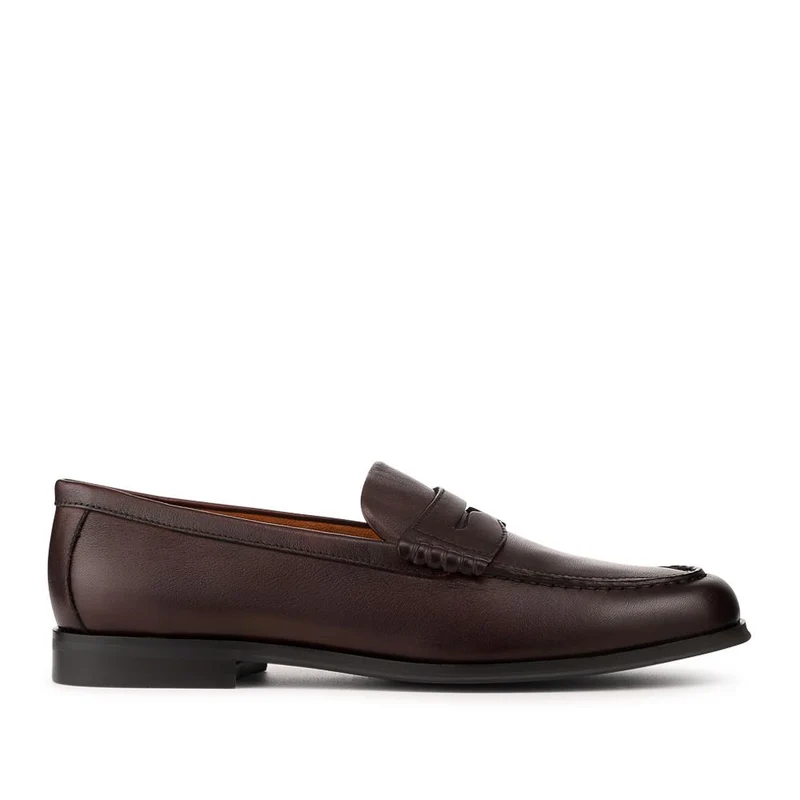 Quadir Slip On Leather Penny Loafers - QUADIR / 328 620 - Dark Brown