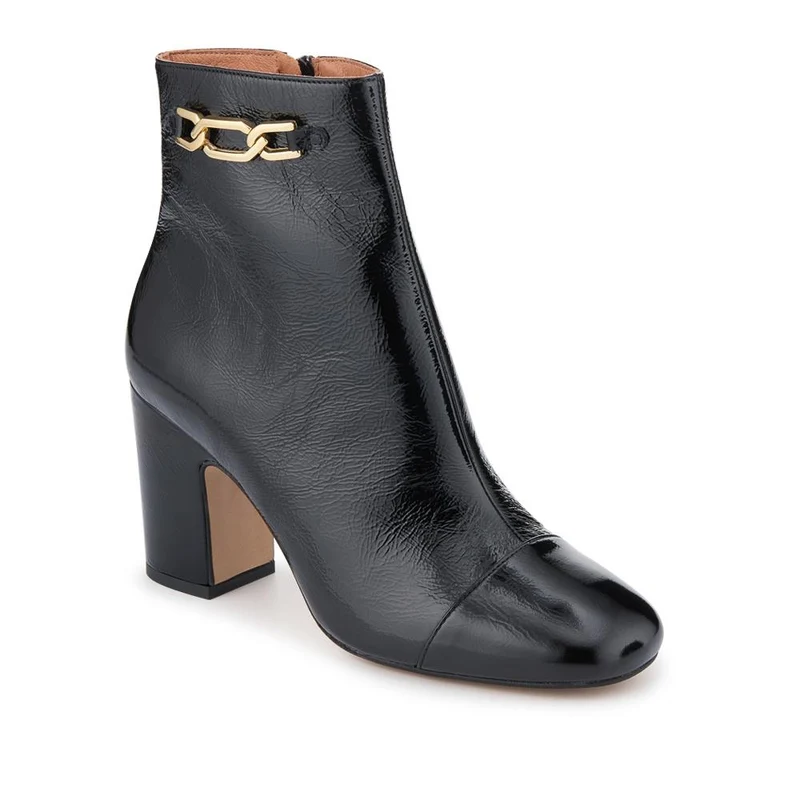 Kamari Leather Zip-Up Ankle Boots - KAMARI / 328 542 - Black Patent