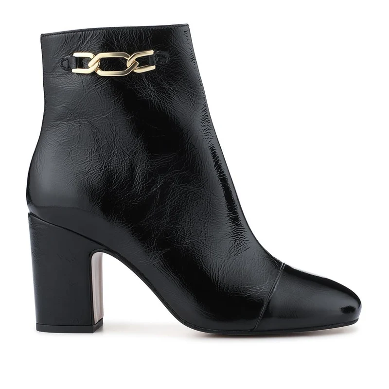 Kamari Leather Zip-Up Ankle Boots - KAMARI / 328 542 - Black Patent