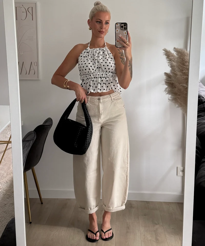 Stretch Balloon Jeans Ronya Creme