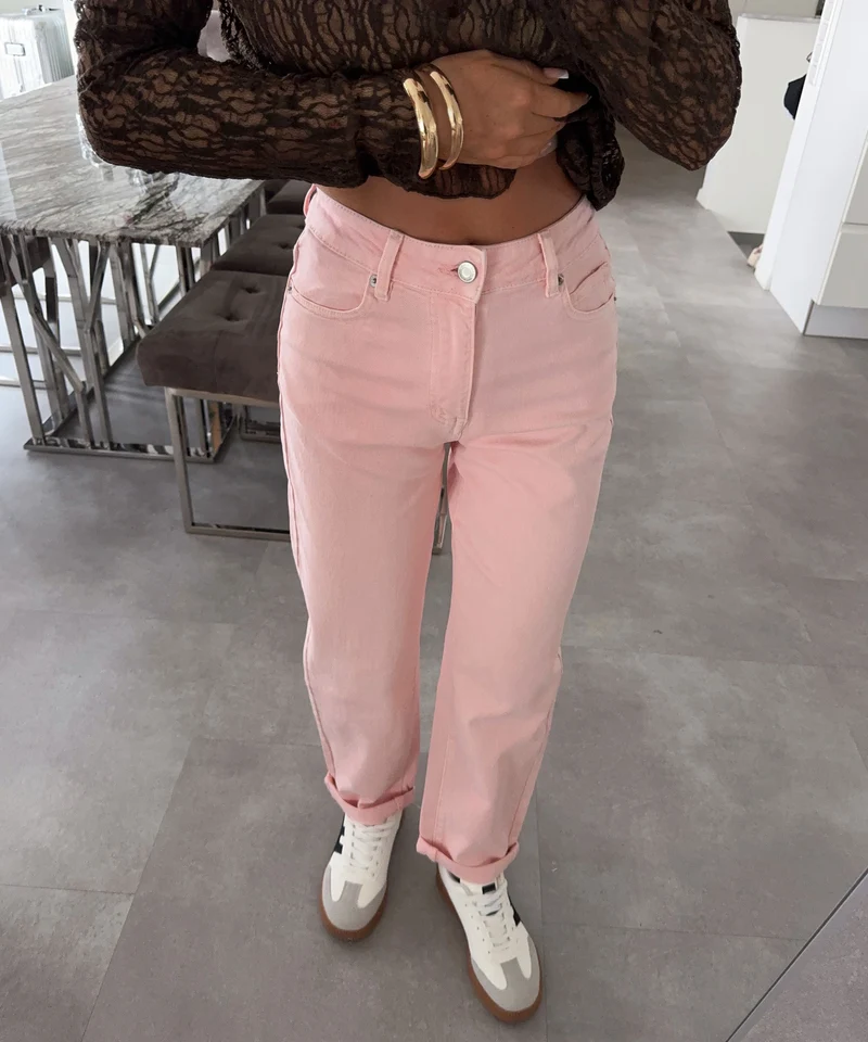 Stretch Mom Jeans Leava Rosa