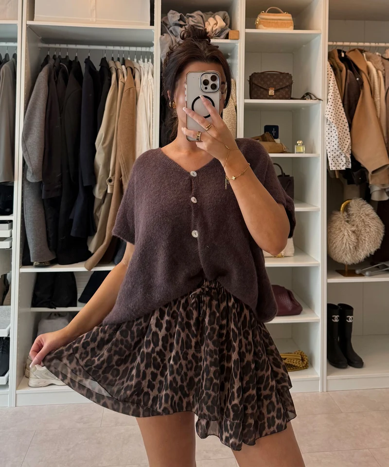 Kurzarm Cardigan Liz Dunkelbraun