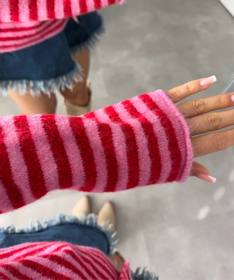 Cardigan Felicia Streifen Rot Pink