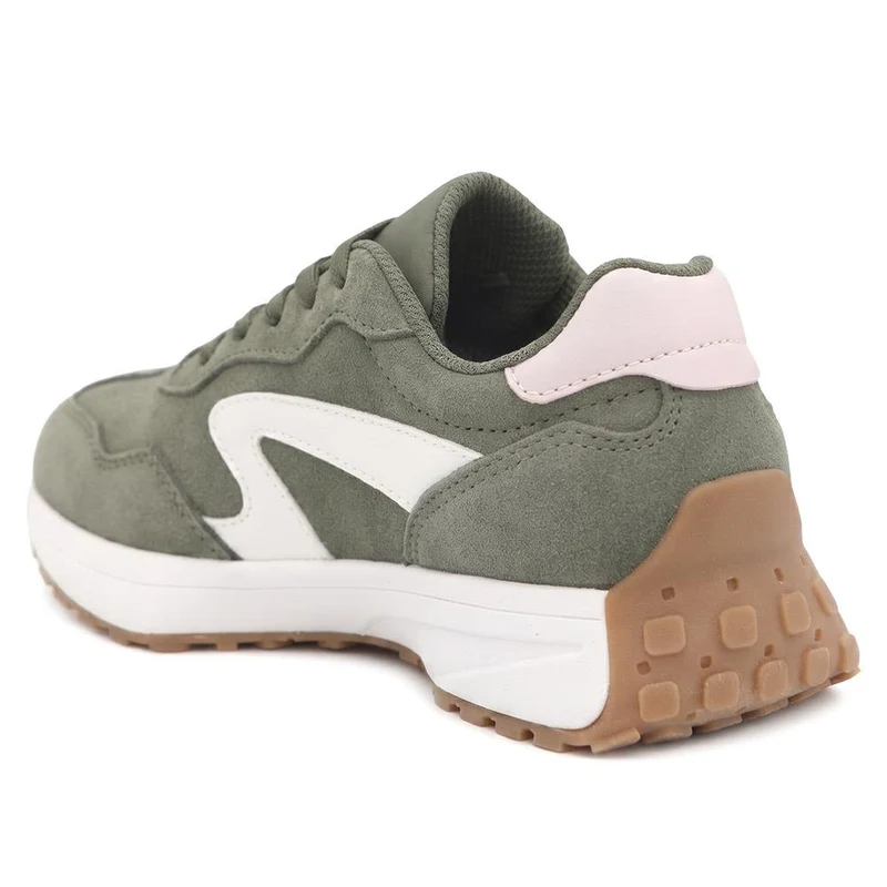 Bellissimo Leather Lace Up Sporty Trainers - BELDINGX44003 / 330 348 - Khaki