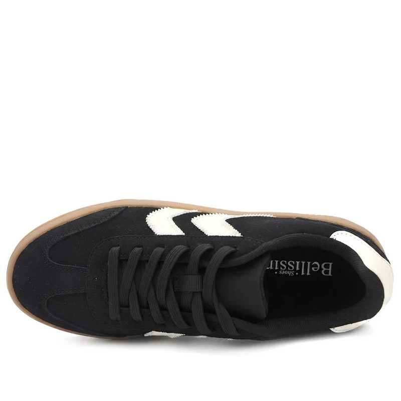 Bellissimo Leather Platform Lace Up Trainers - BELDINGX44006 / 330 349 - Black