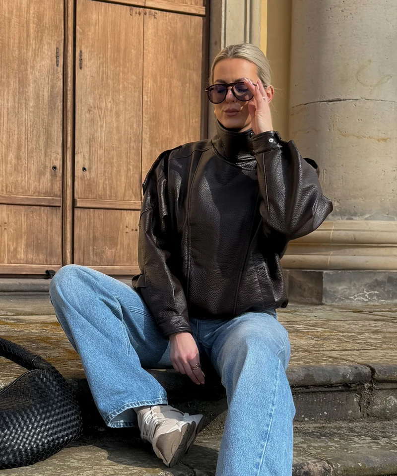 Kunstleder Jacke Rina Dunkelbraun