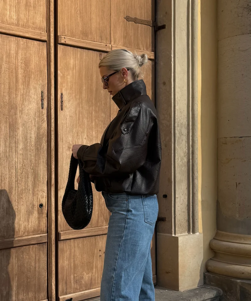Kunstleder Jacke Rina Dunkelbraun