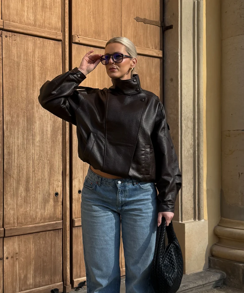 Kunstleder Jacke Rina Dunkelbraun