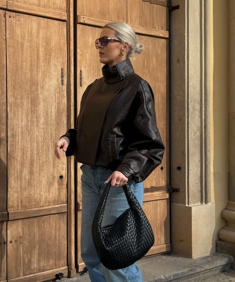 Kunstleder Jacke Rina Dunkelbraun