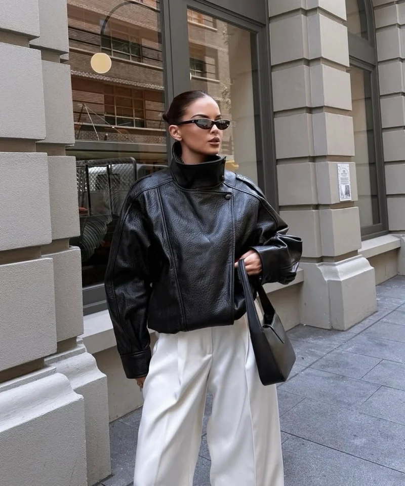 Kunstleder Jacke Rina Schwarz