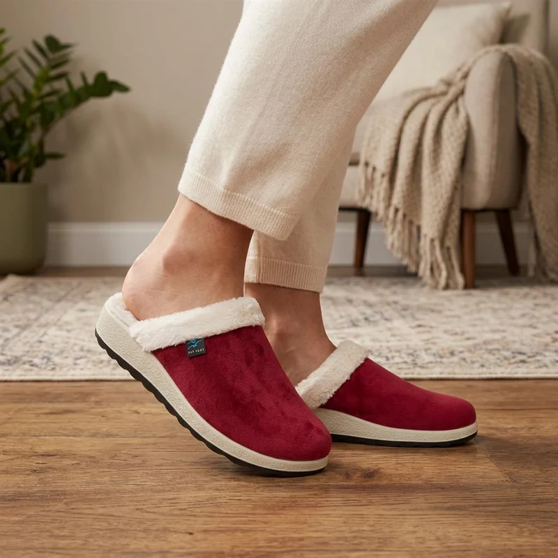FlyFlot Wide Fit Anatomic Self Moulding Slippers - FLY42008 / 327 725 - Burgundy