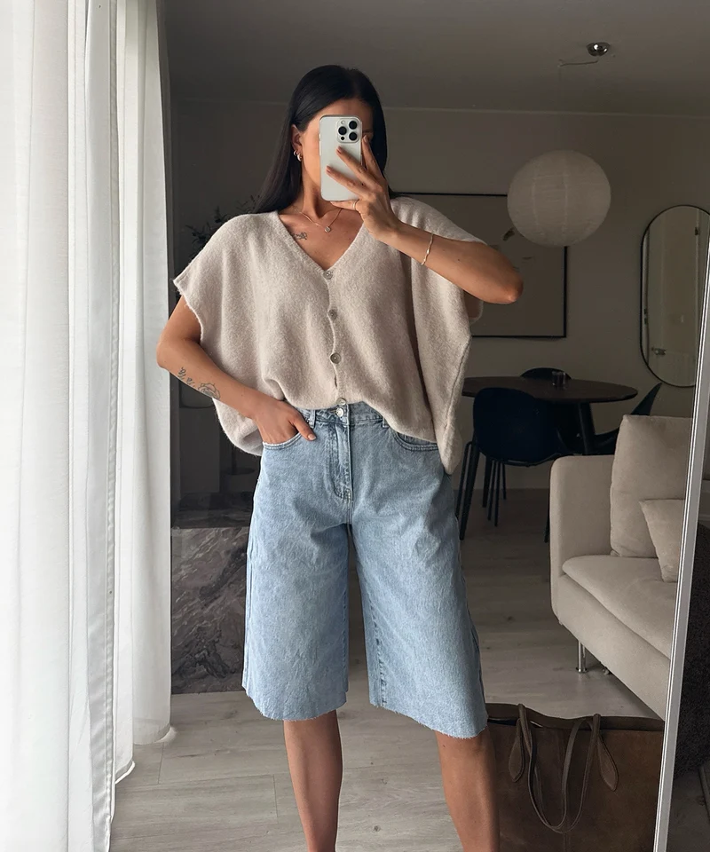Kurzarm Cardigan Liz Beige
