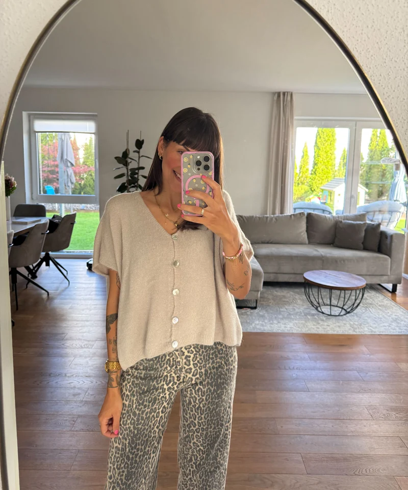 Kurzarm Cardigan Liz Beige