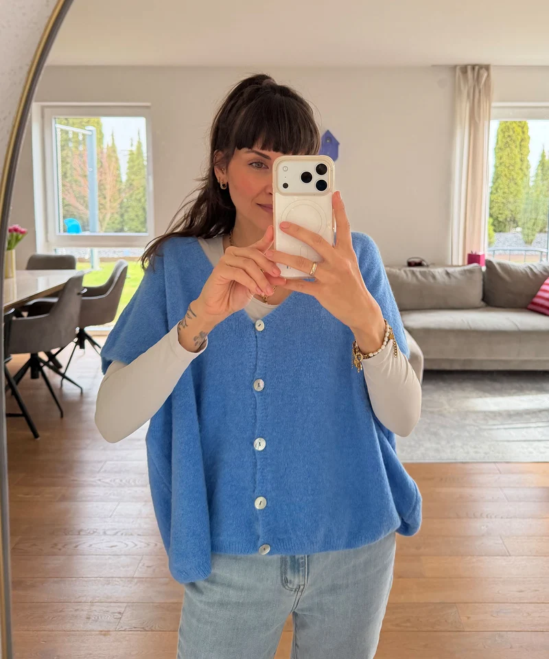 Kurzarm Cardigan Liz Blau