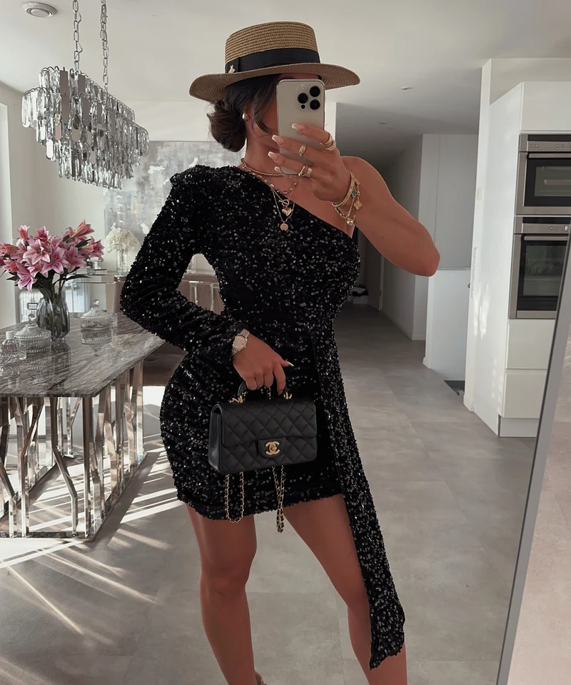 Pailletten Kleid Yana Schwarz