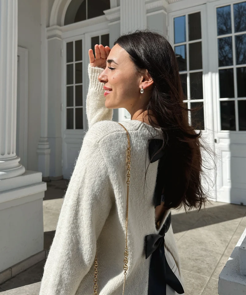 Pullover mit Schleifen Orla Beige