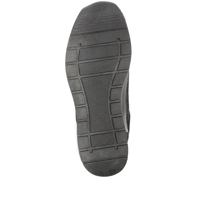 Wide Fit Lace-Up Leather Trainers - BRK35087 / 322 550 - Black