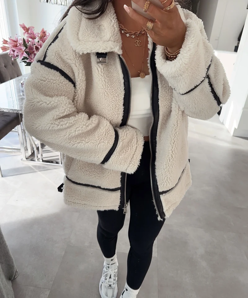 Teddyfelljacke Snow Cremeweiß