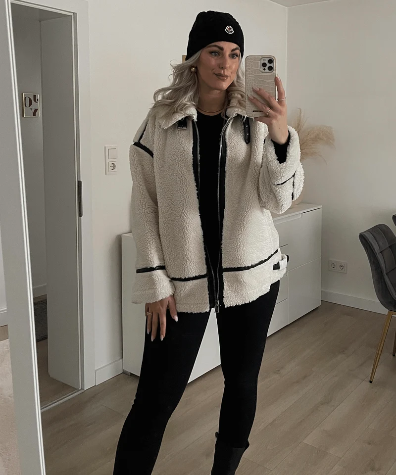 Teddyfelljacke Snow Cremeweiß