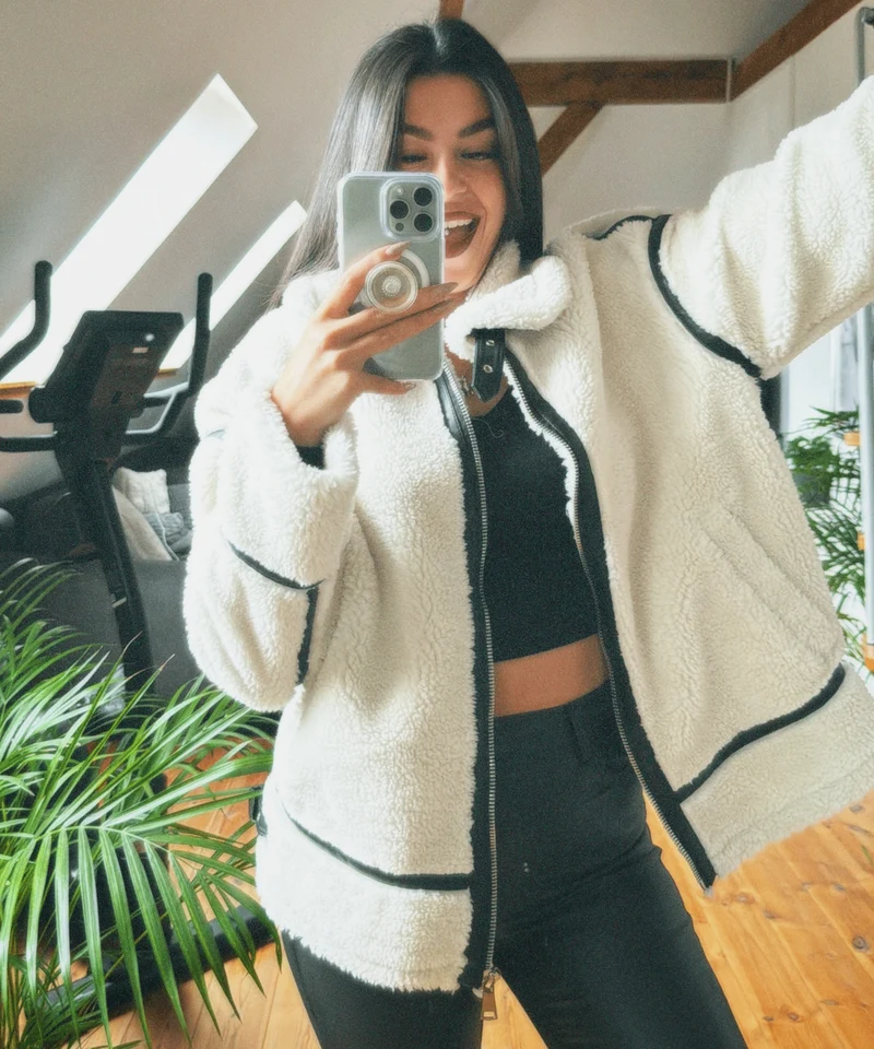 Teddyfelljacke Snow Cremeweiß