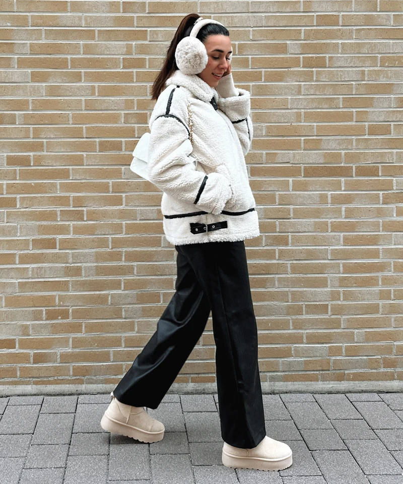 Teddyfelljacke Snow Cremeweiß