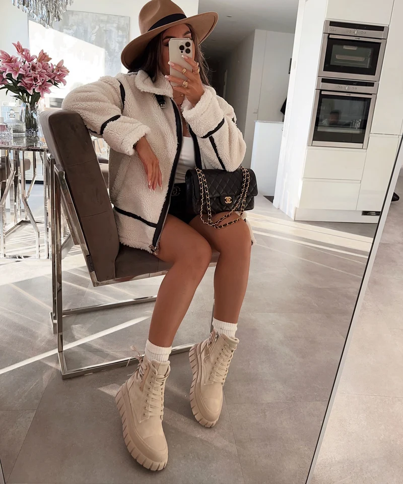Teddyfelljacke Snow Cremeweiß