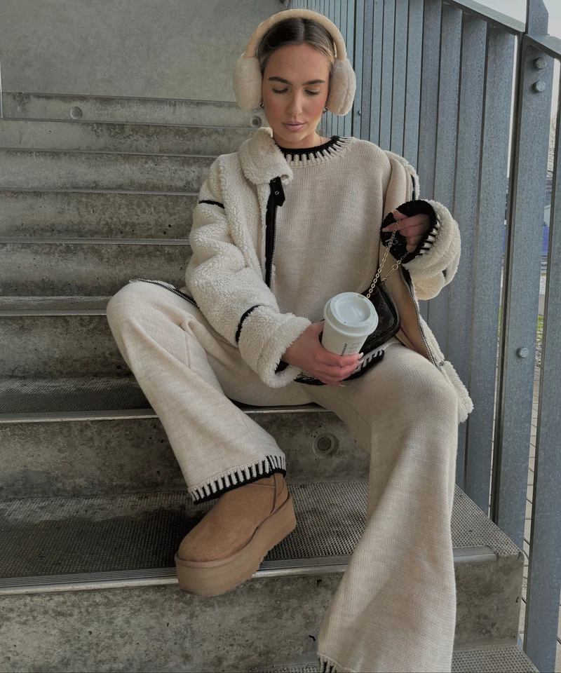 Teddyfelljacke Snow Cremeweiß