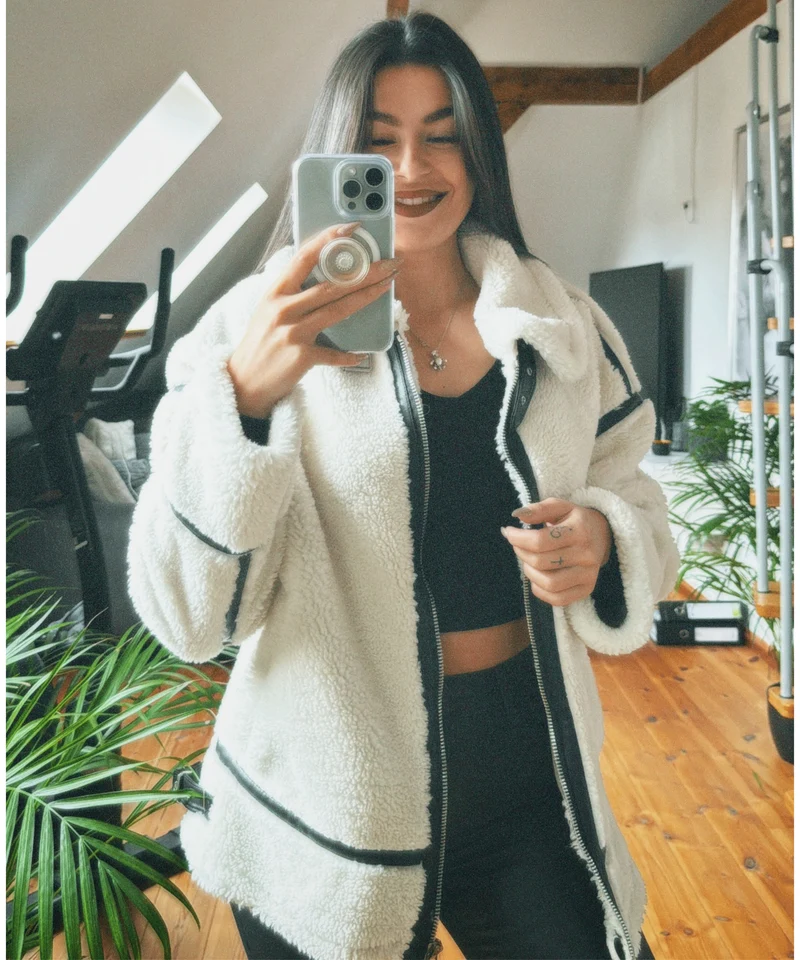 Teddyfelljacke Snow Cremeweiß