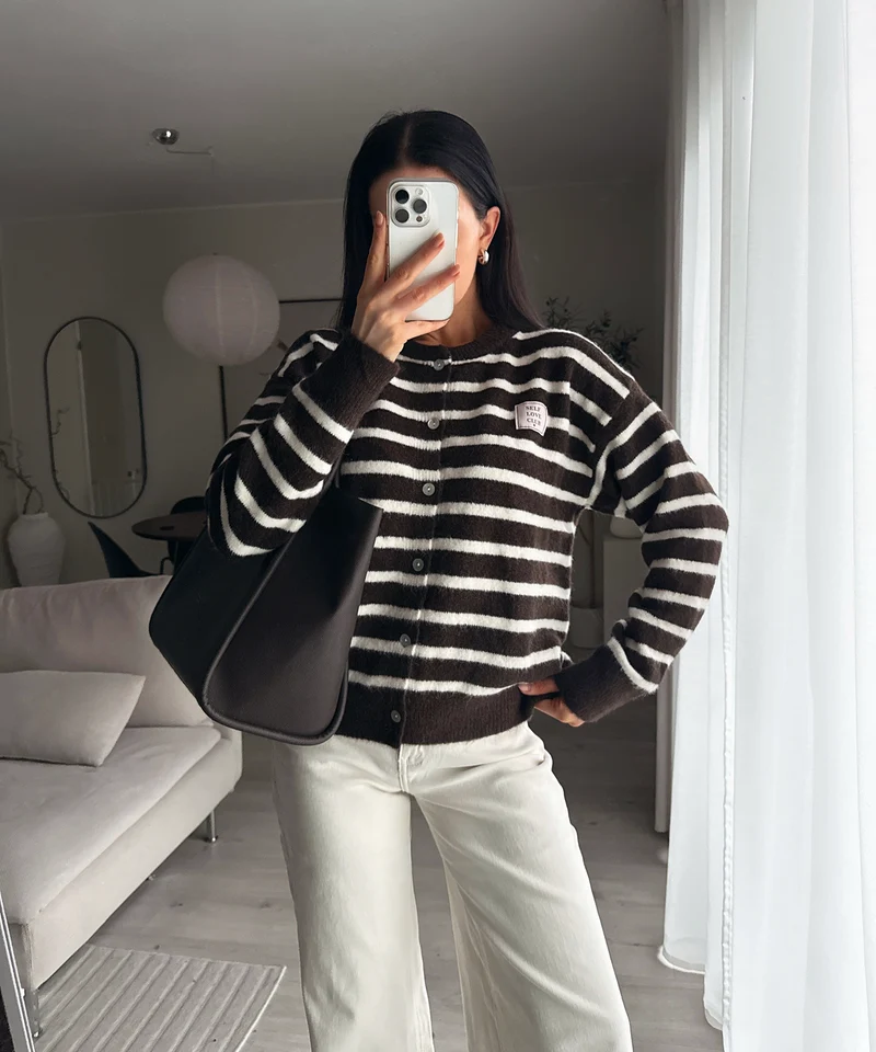 Cardigan Self Love Streifen Braun